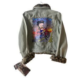 Rare Vintage Betty Boop Rides denim Jean jacket SzS